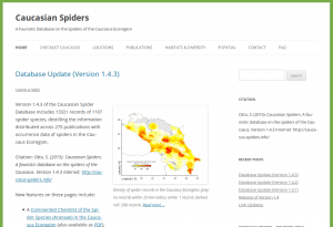 Homepage of Caucasian Spiders Database.